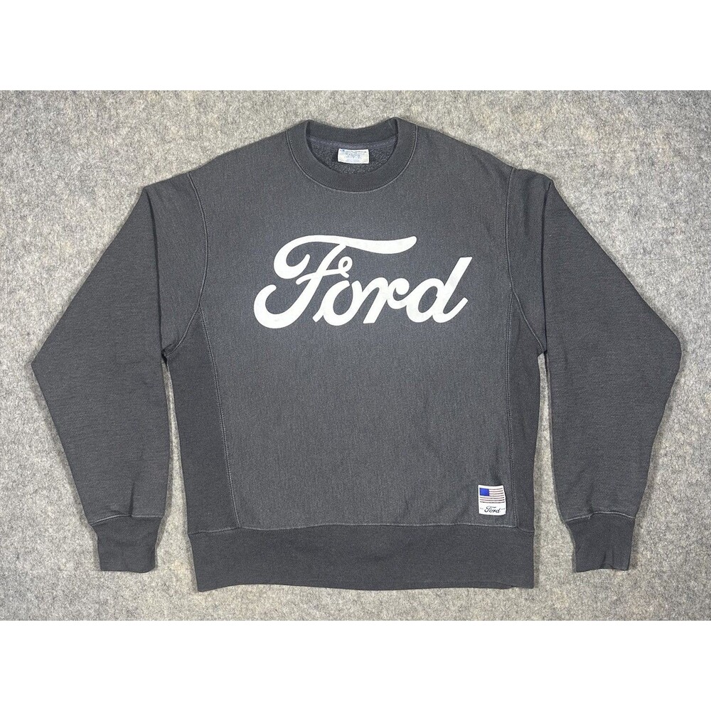 Champion Reverse Weave Sweatshirt Adult M Gray Ford Logo USA Auto Pullover